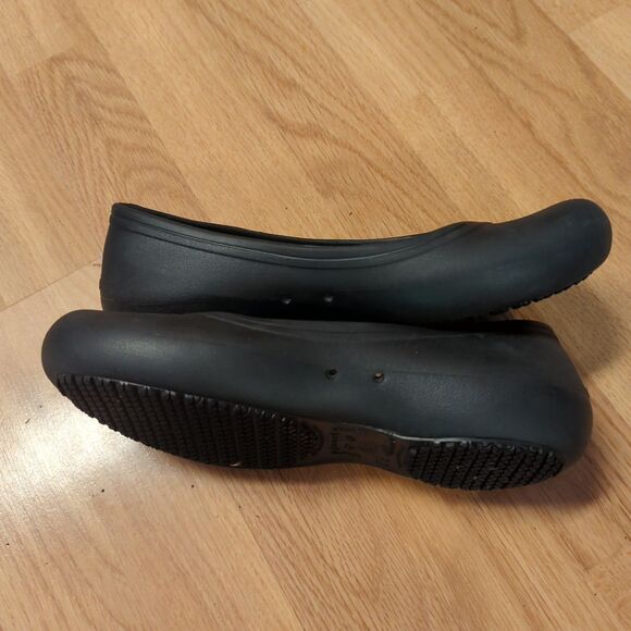 Crocs at Work Shoes Ballet Flats Womens 8 Black Casual Slip Resistant Comfort - Picture 4 of 7